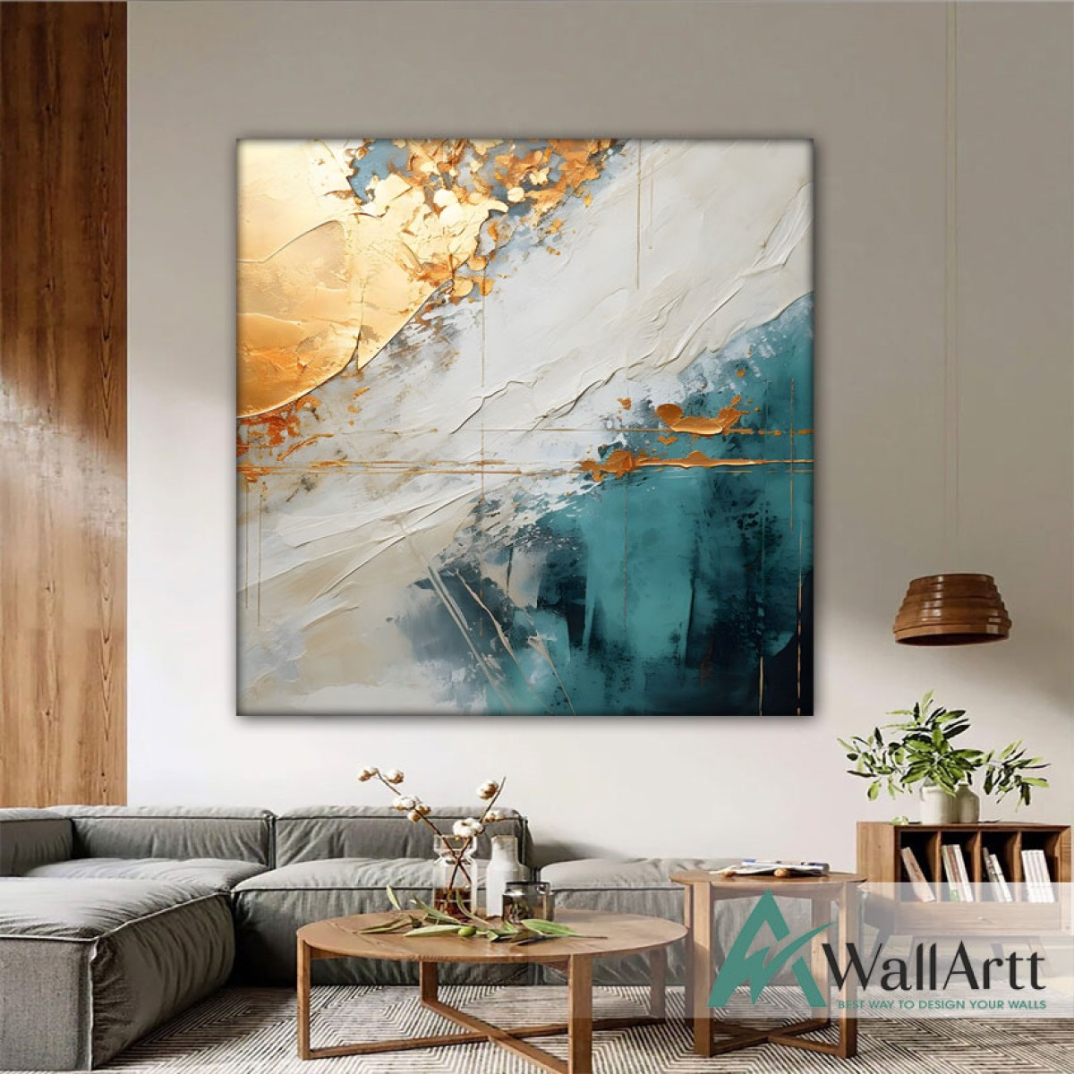 Abstract Munsell Gold Foil 3D Heavy Textured Partial Oil Painting - Wall Art